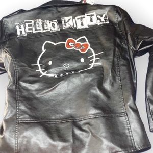Dolls Kill x Hello Kitty Jacket Faux Leather Moto Oversized Jacket Med